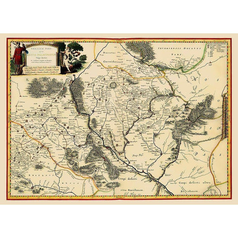 Ukraine - Blaeu 1662 Black Modern Wood Framed Art Print with Double Matting by Blaeu