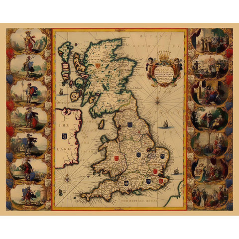 England Scotland Wales - Blaeu 1645 Black Modern Wood Framed Art Print by Blaeu