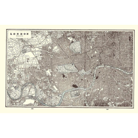 London England - Rathbun 1893 Black Modern Wood Framed Art Print with Double Matting by Rathbun