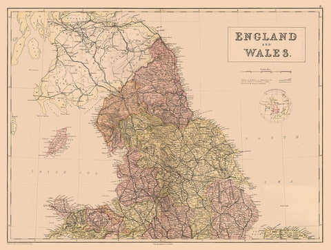 England Wales - Black 1867 Black Ornate Wood Framed Art Print with Double Matting by Black