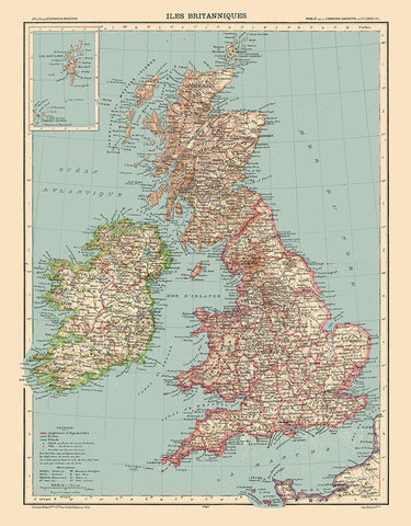 British Isles Great Britain Ireland - Schrader White Modern Wood Framed Art Print with Double Matting by Schrader