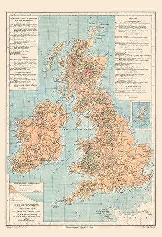 British Isles Great Britain Ireland - Drioux 1882 White Modern Wood Framed Art Print with Double Matting by Drioux