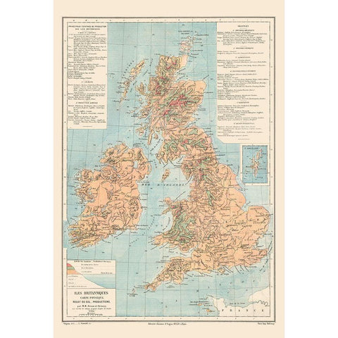 British Isles Great Britain Ireland - Drioux 1882 White Modern Wood Framed Art Print by Drioux