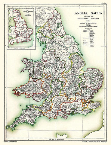 England Wales - Poole 1902 Black Ornate Wood Framed Art Print with Double Matting by Poole