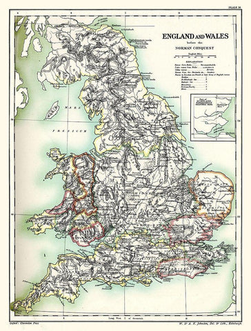 Norman Conquest England Wales - Poole 1902 Black Ornate Wood Framed Art Print with Double Matting by Poole