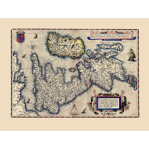 England Scotland Wales - Ortelius 1570 Black Modern Wood Framed Art Print by Ortelius