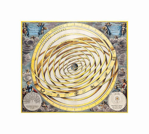 Astrological Chart Universe Black Ornate Wood Framed Art Print with Double Matting by Unknown