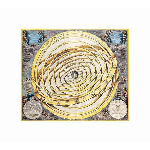 Astrological Chart Universe White Modern Wood Framed Art Print by Unknown