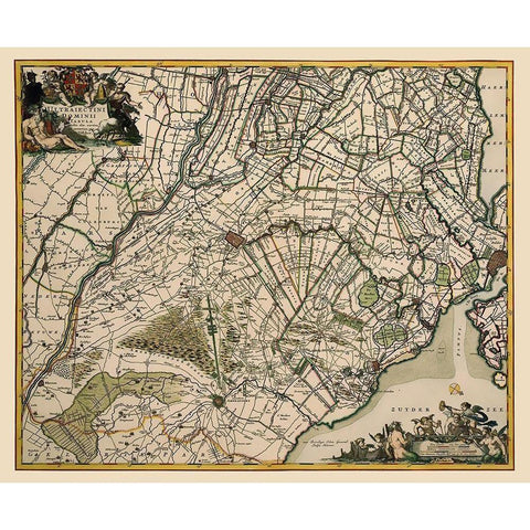 Utrecht Province Netherlands - Visscher 1681 Black Modern Wood Framed Art Print by Visscher