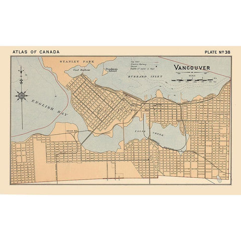 Vancouver Canada - White 1906 Black Modern Wood Framed Art Print with Double Matting by White