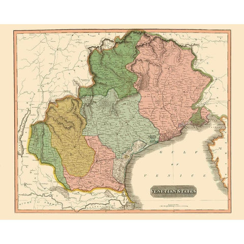 Venetian States Italy - Thomson 1816 White Modern Wood Framed Art Print by Thomson