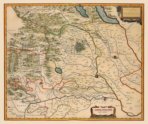 Vercelli Region Italy - Blaeu 1640 White Modern Wood Framed Art Print with Double Matting by Blaeu