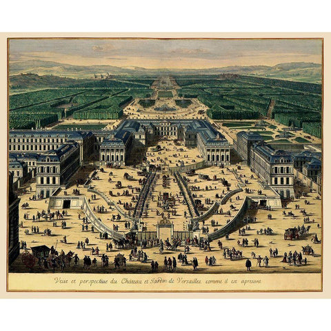 Palace Versailles Panoramic France - 1683 White Modern Wood Framed Art Print by Unknown
