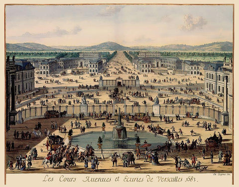 Versailles Panoramic France - Swidden 1683 White Modern Wood Framed Art Print with Double Matting by Swidden