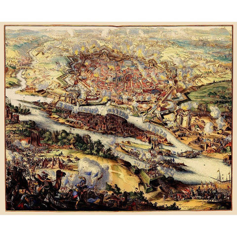 Vienna Austria Battle - Visscher 1683 Black Modern Wood Framed Art Print by Visscher