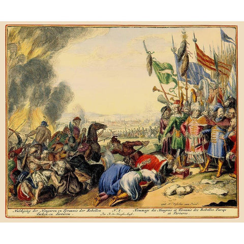 Vienna Austria Siege 2 - DeHooghe 1683 Gold Ornate Wood Framed Art Print with Double Matting by De Hooghe