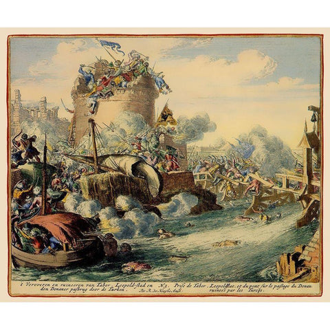 Vienna Austria Siege 3 - DeHooghe 1683 Gold Ornate Wood Framed Art Print with Double Matting by De Hooghe