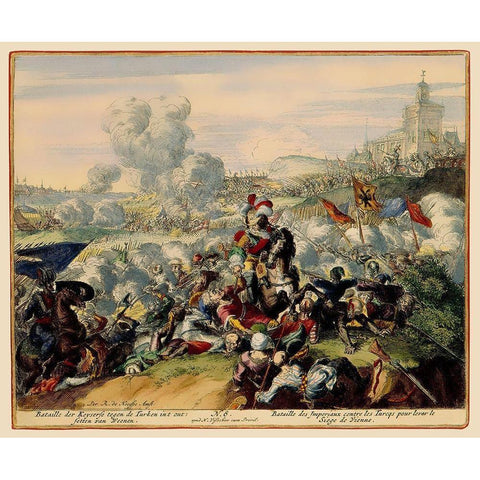Vienna Austria Siege 9 - DeHooghe 1683 White Modern Wood Framed Art Print by De Hooghe