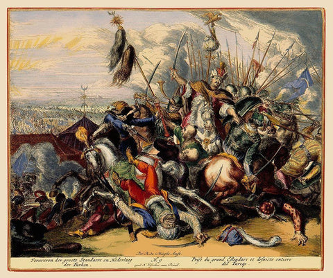 Vienna Austria Siege 10 - DeHooghe 1683 White Modern Wood Framed Art Print with Double Matting by De Hooghe