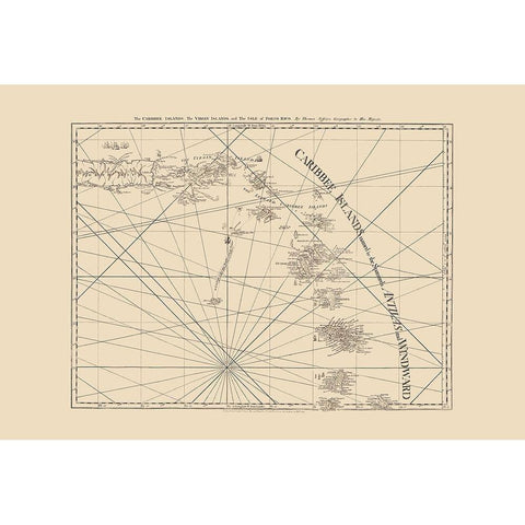 Virgin Islands Caribbean Puerto Rico - Sayer 1775 White Modern Wood Framed Art Print by Sayer