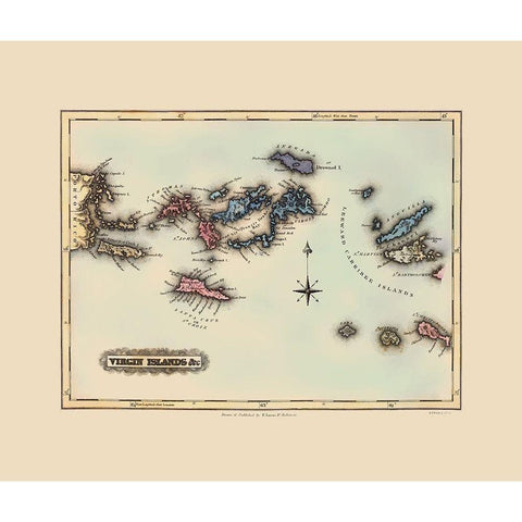 Virgin Islands - Lucas 1823 Black Modern Wood Framed Art Print with Double Matting by Lucas