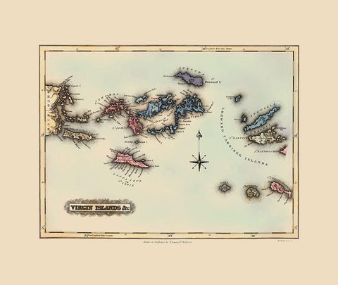 Virgin Islands - Lucas 1823 White Modern Wood Framed Art Print with Double Matting by Lucas