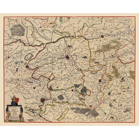 Wallonia Region Belgium - Jansson 1647 Black Modern Wood Framed Art Print with Double Matting by Jansson