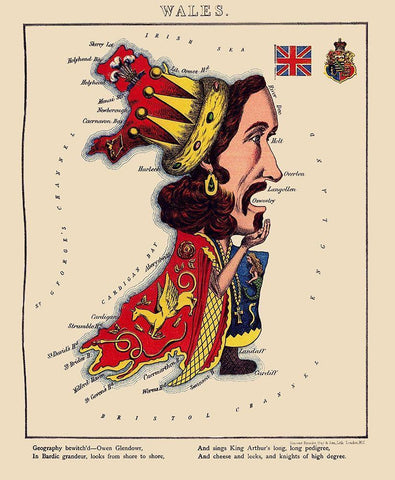 Wales - Lancaster 1869 White Modern Wood Framed Art Print with Double Matting by Lancaster