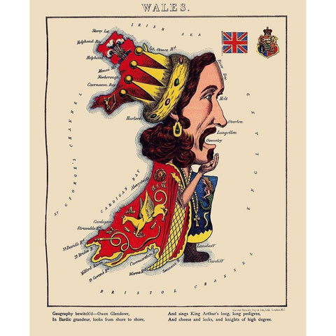 Wales - Lancaster 1869 White Modern Wood Framed Art Print by Lancaster