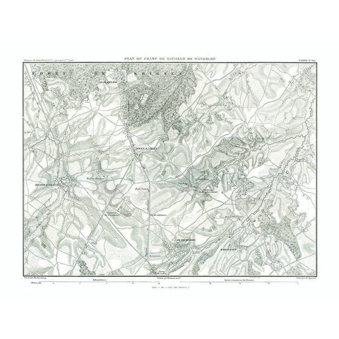 Battle of Waterloo, Field Plan - Thiers 1866 Gold Ornate Wood Framed Art Print with Double Matting by Unknown