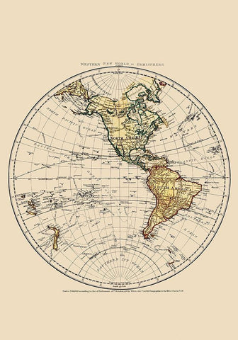 Western Hemisphere - Faden 1786 Black Ornate Wood Framed Art Print with Double Matting by Faden