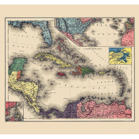 West Indies Caribbean - Evening Post 1898 White Modern Wood Framed Art Print by Evening Post