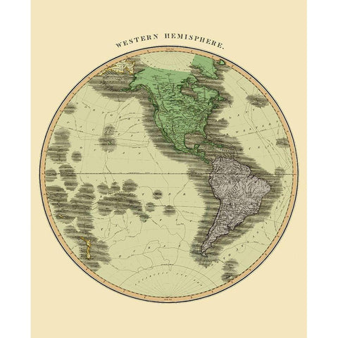 Western Hemisphere - Thomson 1814 White Modern Wood Framed Art Print by Thomson