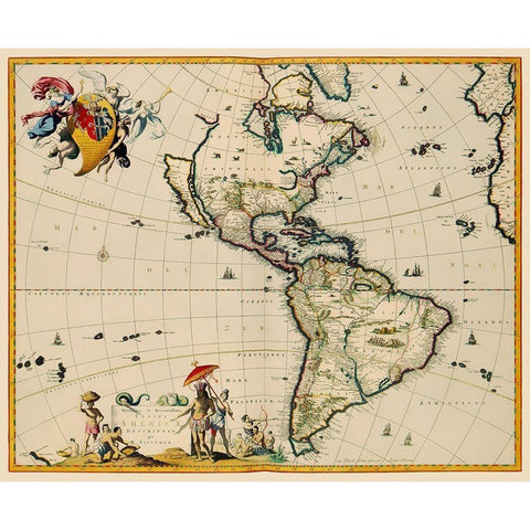 Western Hemisphere - Visscher 1681 White Modern Wood Framed Art Print by Visscher