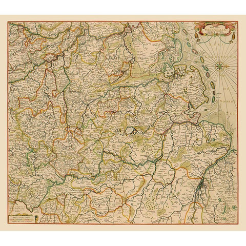 Westphalia Region Germany - De Wit 1688 White Modern Wood Framed Art Print by De Wit