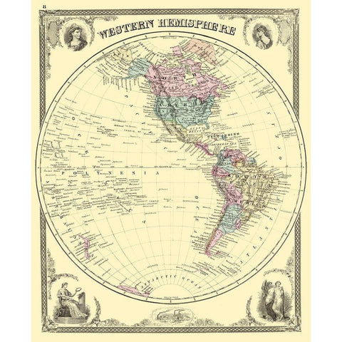 Western Hemisphere - Baskin 1876 White Modern Wood Framed Art Print by Baskin