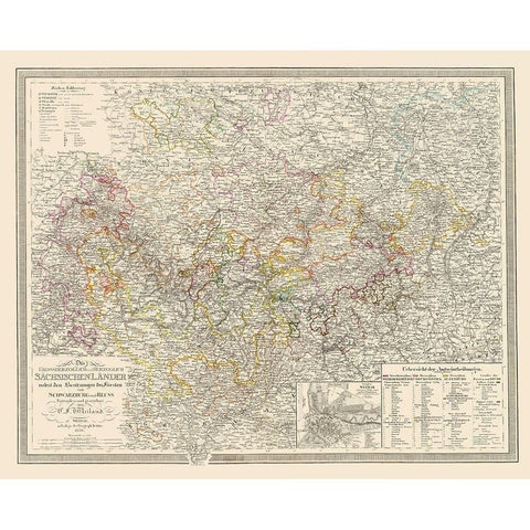 Weimer Region Germany - Weiland 1856 Black Modern Wood Framed Art Print with Double Matting by Weiland