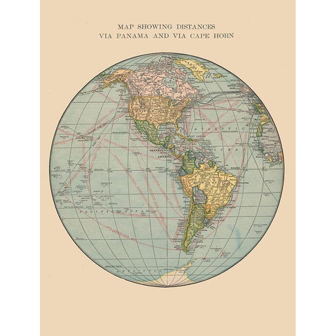 Western Hemisphere - Hammond 1910 White Modern Wood Framed Art Print by Hammond