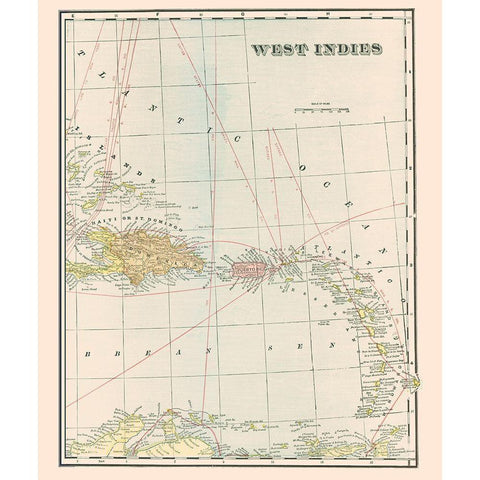 West Indies - Cram 1898 Gold Ornate Wood Framed Art Print with Double Matting by Cram