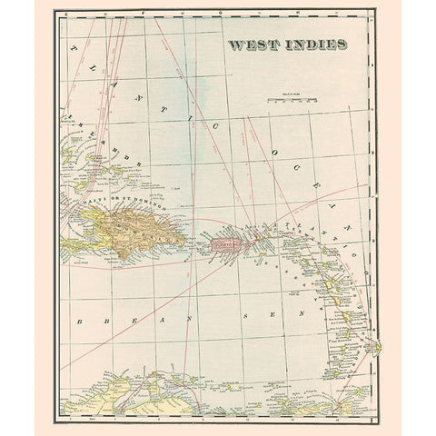 West Indies - Cram 1898 White Modern Wood Framed Art Print by Cram