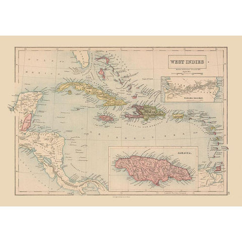 West Indies - Black 1867 Black Modern Wood Framed Art Print with Double Matting by Black