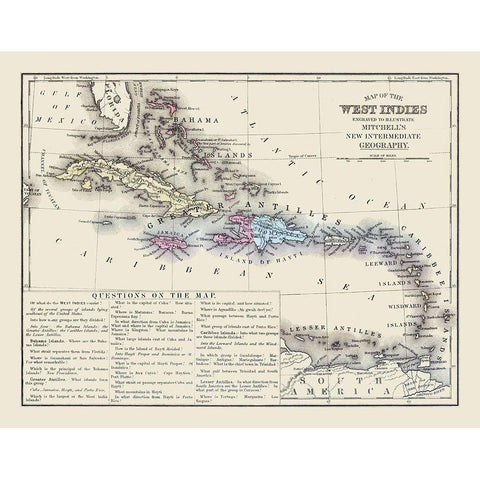 West Indies - Mitchell 1877 Gold Ornate Wood Framed Art Print with Double Matting by Mitchell