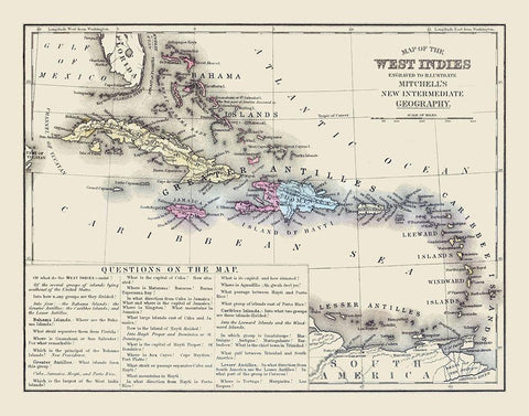 West Indies - Mitchell 1877 Black Ornate Wood Framed Art Print with Double Matting by Mitchell