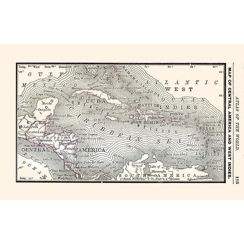 West Indies Central America - Alden 1886 White Modern Wood Framed Art Print by Alden