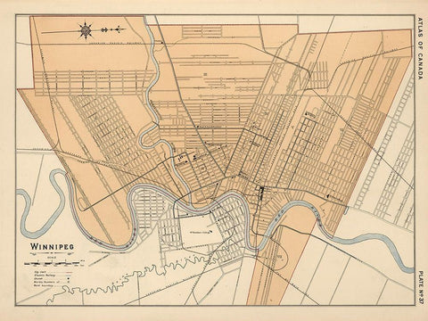 Winnipeg Canada - White 1906 White Modern Wood Framed Art Print with Double Matting by White