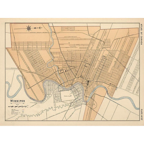 Winnipeg Canada - White 1906 Black Modern Wood Framed Art Print by White