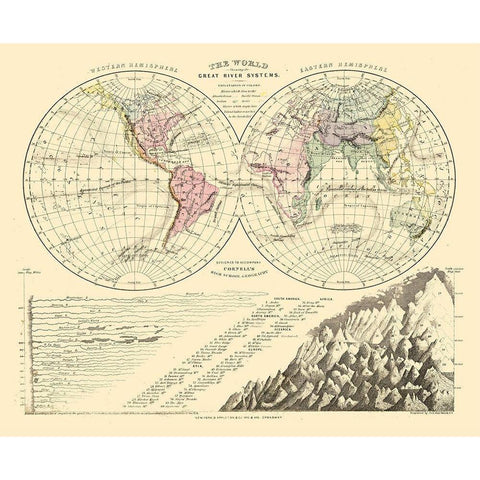 Great River Systems World White Modern Wood Framed Art Print by Unknown