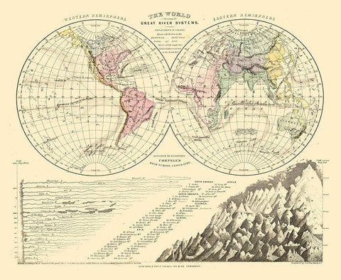 Great River Systems World Black Ornate Wood Framed Art Print with Double Matting by Unknown