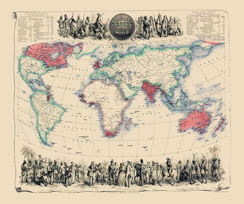 British Empire Throughout World - Fullarton 1864 White Modern Wood Framed Art Print with Double Matting by Fullarton