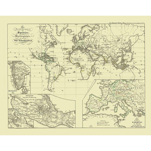 World - Spruner 1854 White Modern Wood Framed Art Print by Spruner